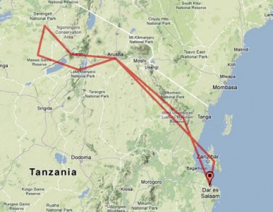 Odyssey Treks Tanzania tour itinerary map