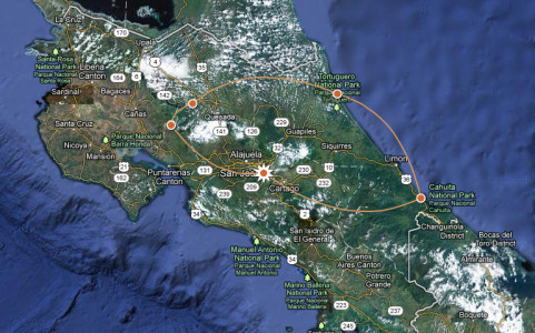 Odyssey Treks Costa Rica Itinerary Map