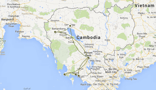Odyssey Treks Cambodia Itinerary Map